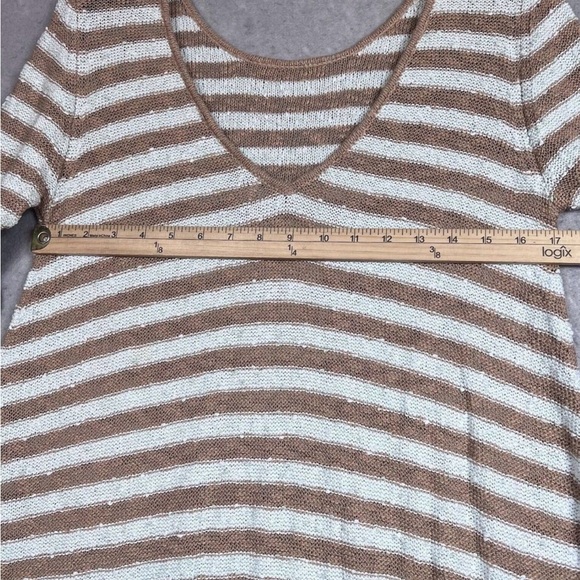 FREE PEOPLE Sweater Dress Women's Counting Stripe Swing Tunic Camel Mint Sz S - Picture 10 of 14